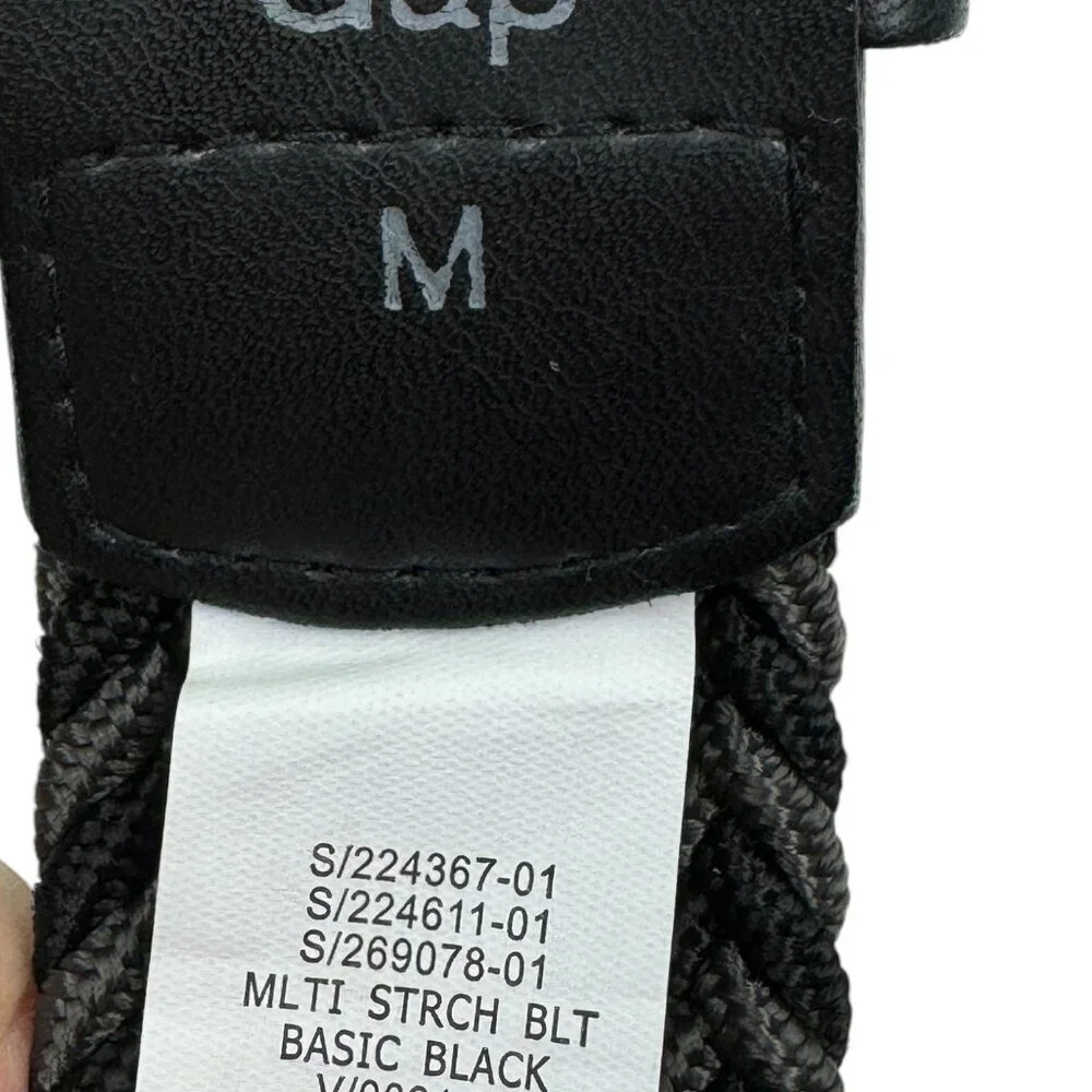 Gap Braided Elastic/Stretch Gray/Black Leather Belt Men's Size Medium